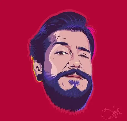 欧美发型师头像插画男