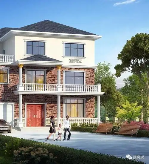 带车库的3层别墅,简约大气,建栋在乡村很实用!