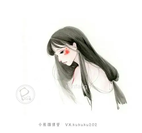 水彩人物长发少女头像森系手绘插画卡通头像壁纸