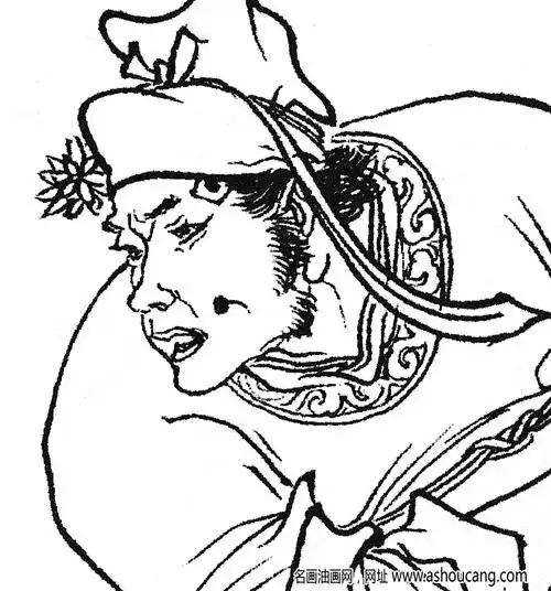 水浒人物穆春白描线稿高清图片下载