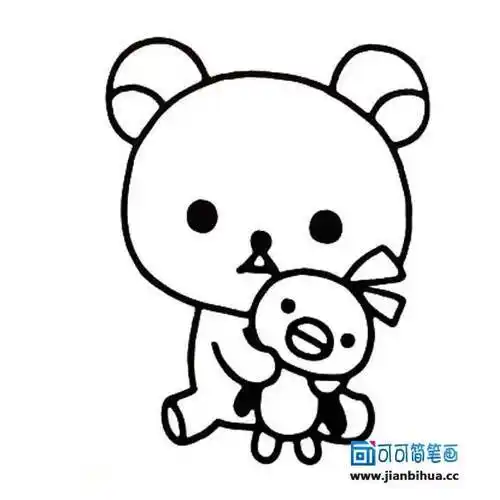 简笔画小熊的画法可爱简笔画小熊的画法可爱还抱着蜂蜜