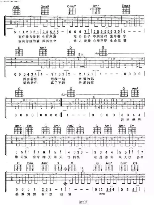 陈奕迅天下无双吉他谱c调吉他弹唱谱