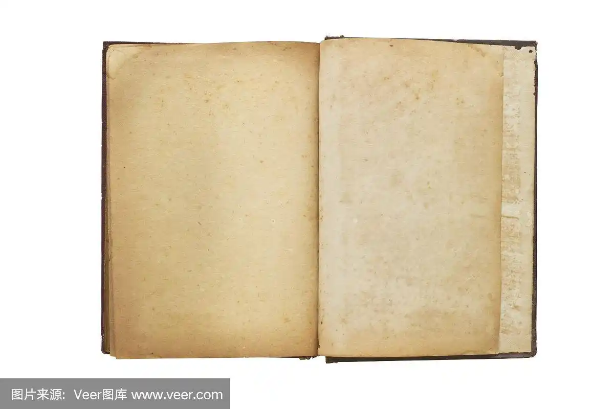 一本翻开的空白书页的旧书