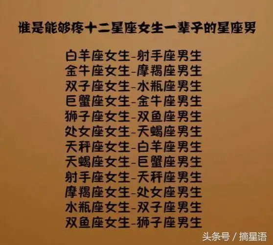 谁是能够疼十二星座女生一辈子的星座男看看你是哪个星