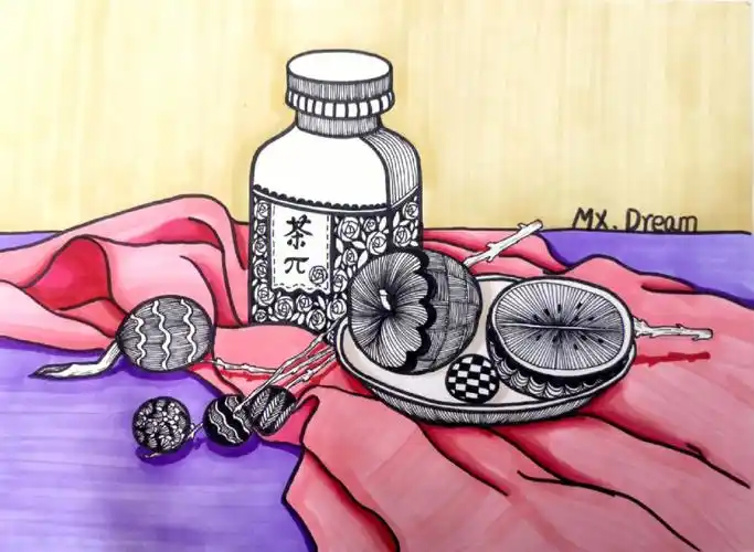 整洁的画静物组合未完待续～敬请期待91#小红薯成长助手  #创意线描