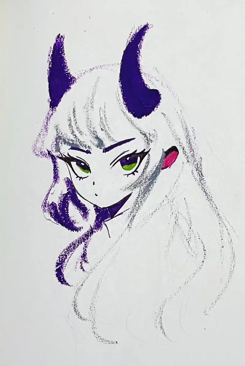 油画棒|恶魔少女(绘画步骤含色号)7315时间会褪色,但美好不会