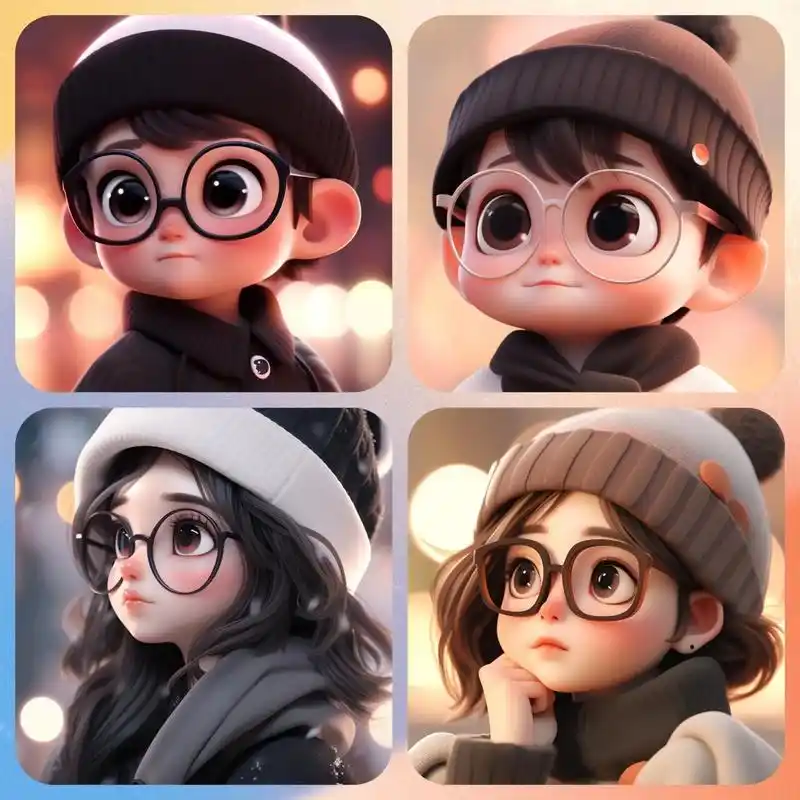 情侣头像|粉彩可爱人物:8k风格3d卡通图片 这张图片展现了一个非常