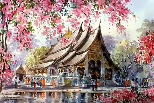 水彩画欣赏 泰国风情