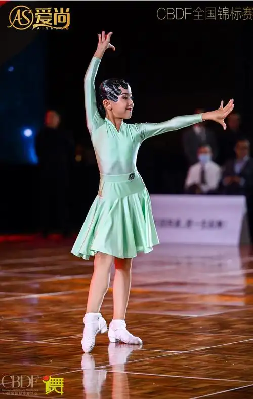as爱尚舞服女童少儿拉丁舞专业标准规定赛服比赛服谷鑫冠军战袍