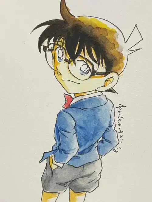 今天手有点抖#名侦探柯南手绘  #动漫手绘  #名侦探柯南  #水彩