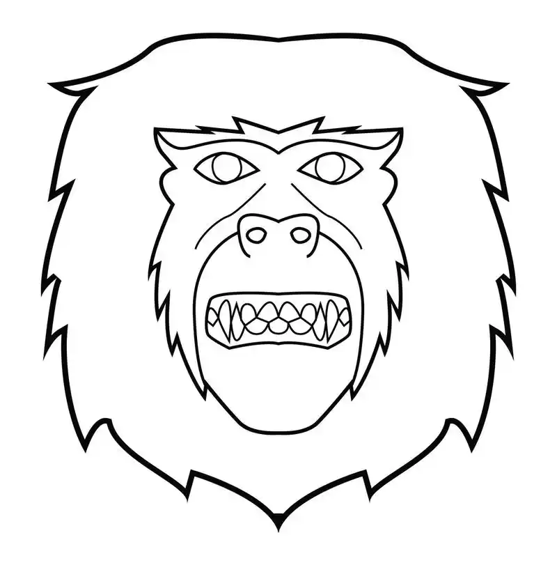 矢量图的猴脸,黑色和白色的矢量图的猴脸