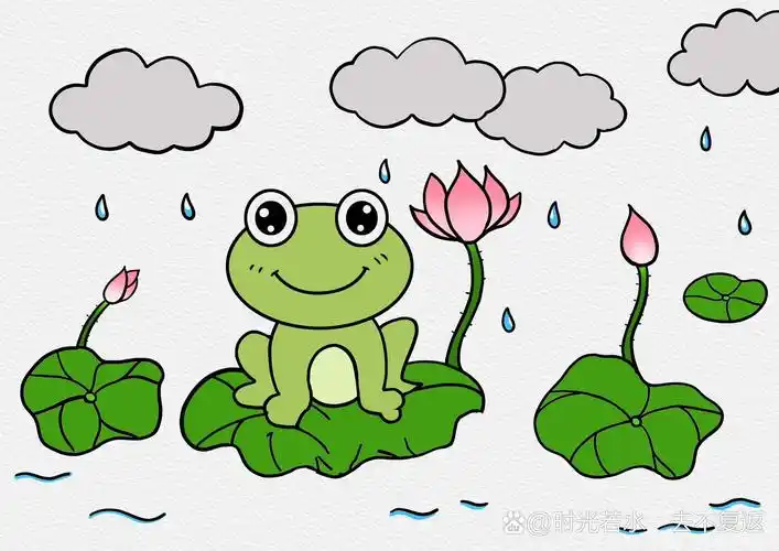 夏日池塘青蛙简笔画