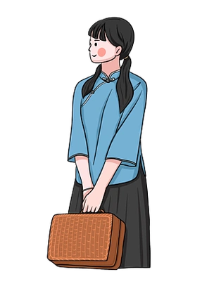 女装时尚穿搭民国人物穿搭卡通原创q版卡通可爱厚涂秋冬穿搭人物素材