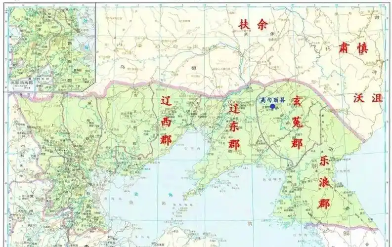 汉四郡的位置在辽东及朝鲜半岛北部,这是汉朝第一次对朝鲜半岛实行