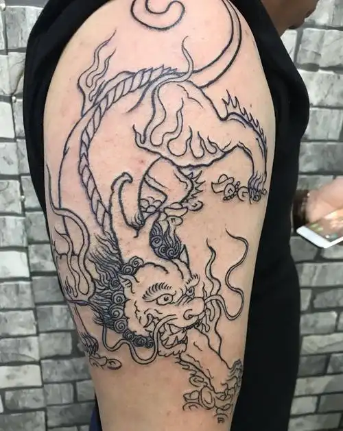 貔貅线条纹身图片手臂脚部老传统纹身图案