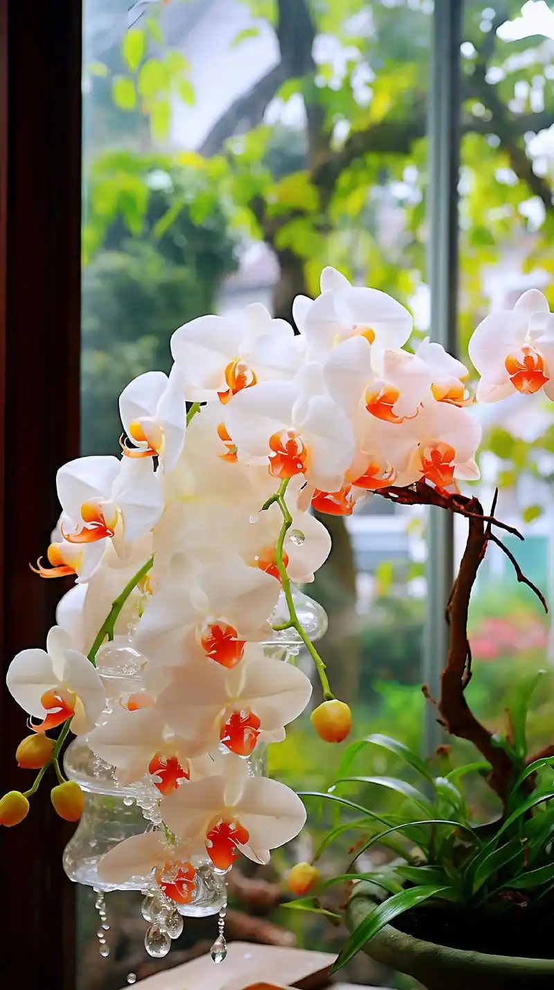 清新高雅的兰花香飘散在空气中. 一身白色连衣裙衬得她愈 - 抖音