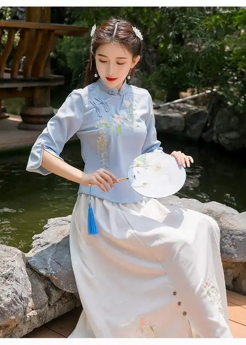 香港轻奢风菲菲ym高品质汉服女民国风学生女装唐装春夏改良汉元素超仙