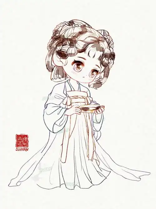 古风插画  #十二花神  #q版人物  #古风人物  #水彩人物  #水彩