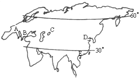 读"亚欧大陆轮廓图 .回答问题. (1)a为 洋.