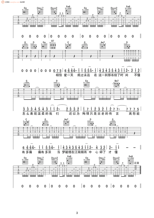 江南吉他谱林俊杰