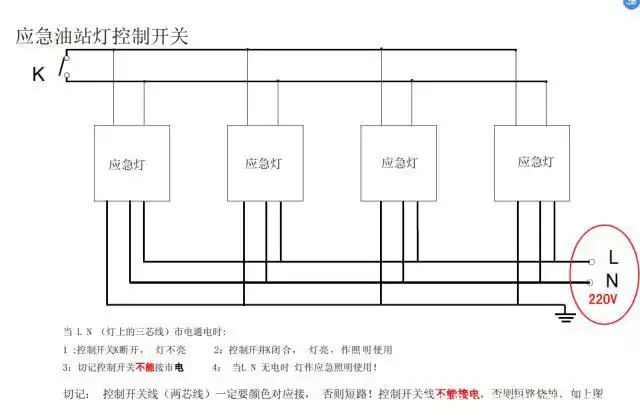 罩棚上的led加油站灯应急灯功能接线图