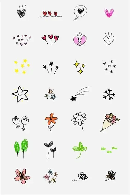 边角装饰简笔画装饰小图案简笔画森系儿童画 插画 简笔画 涂鸦 卡通画