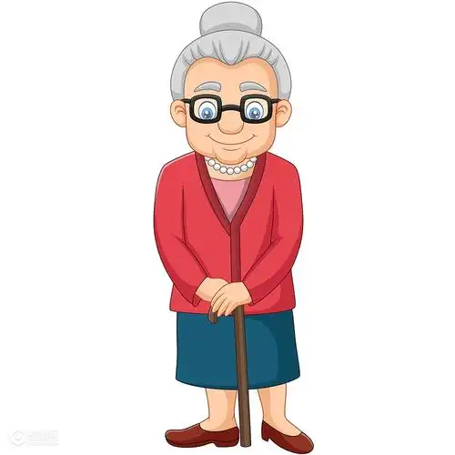 奶奶老人卡通插画