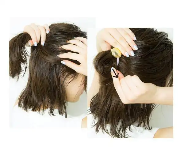 2款简单半扎丸子头扎法图解