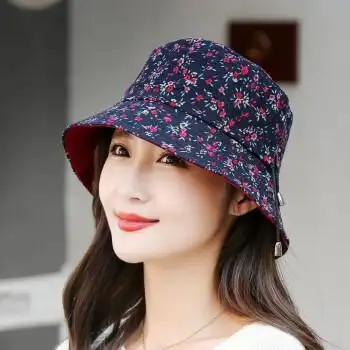 春秋天遮阳帽中老年人帽子女夏季渔夫帽薄款老人帽奶奶女布帽婆婆深蓝