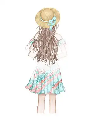 唯美清新手绘高考女孩背影奋斗高考加油原创插画素材彩色手绘卡通小