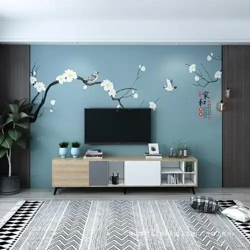 卧室新中式墙布和万事兴电视背景墙影视装饰壁画客厅墙纸无缝墙家