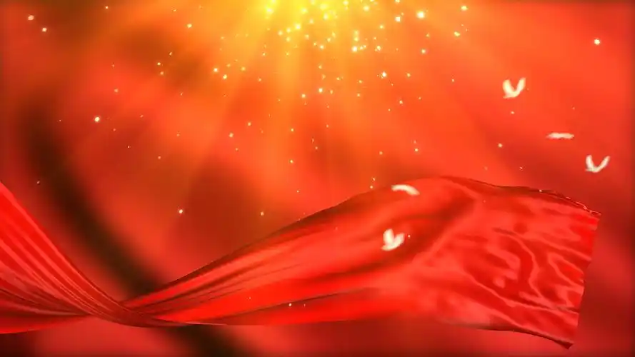 4k唯美大气红色粒子祖国颂背景mp4