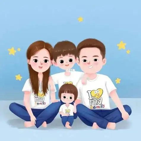幸福一家四口卡通头像全家福一家四口系列一家四口全家福|卡通头像