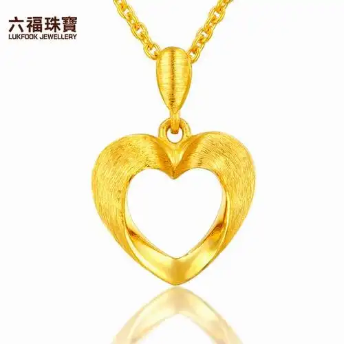 六福珠宝足金时尚心形黄金吊坠图片_珠宝图片