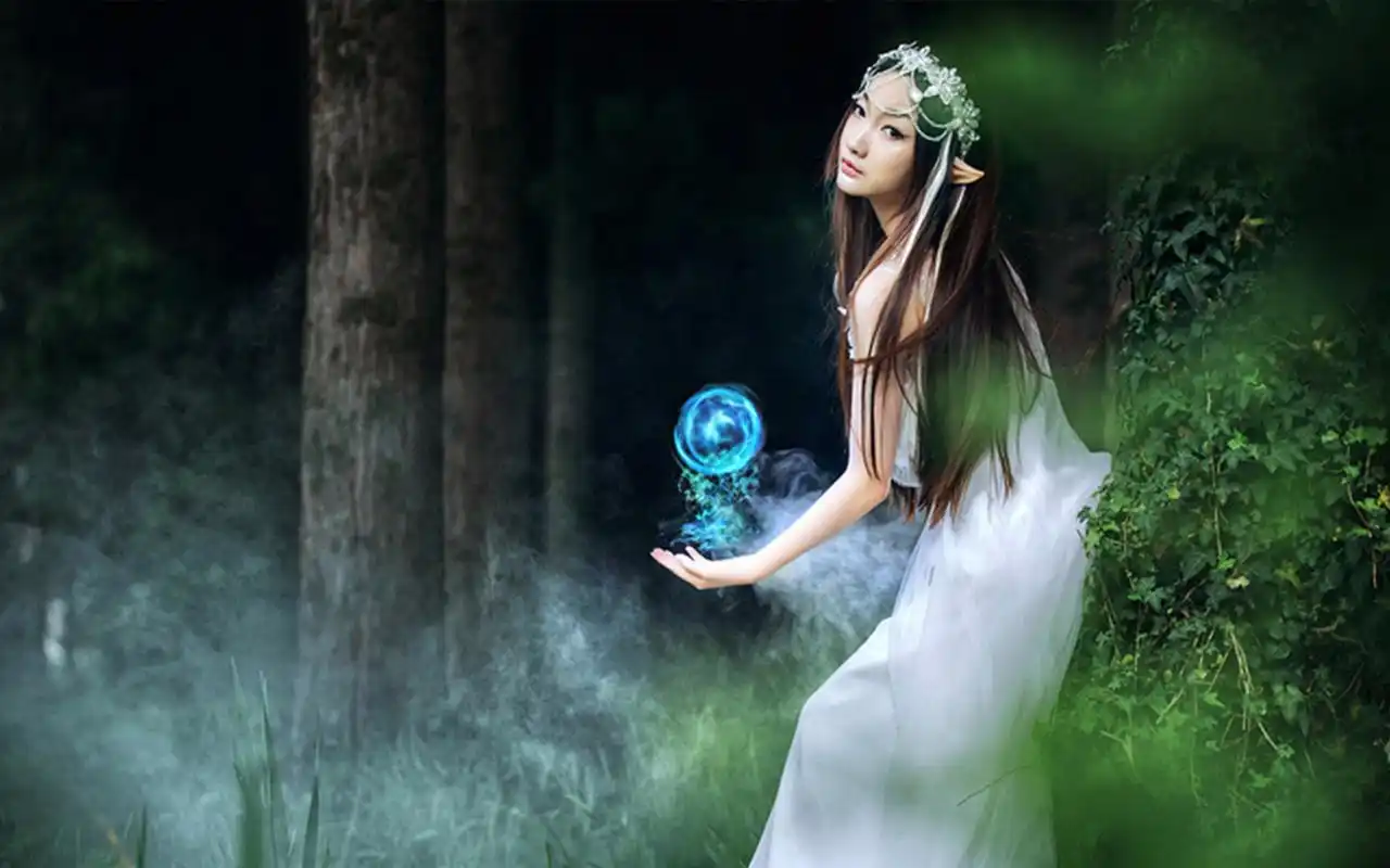 长发美女森林精灵唯美写真图片桌面壁纸