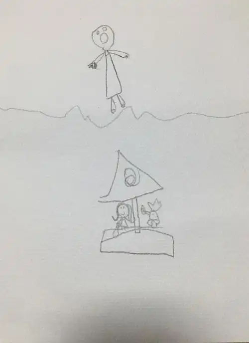 看了两次电影后,小月画的海洋奇缘