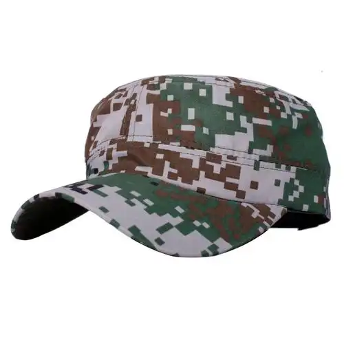 晴路-迷彩平顶帽子新款批发男女复古丛林表演帽校园军训帽 景区旅
