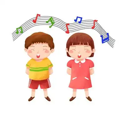 手绘世界儿歌日儿童节幼儿园一起唱歌的儿童原创插画素材