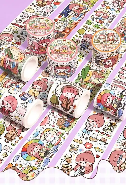 阿卡酱特油胶带卡通手账素材学生文具装饰宽型diy自由裁剪和纸贴