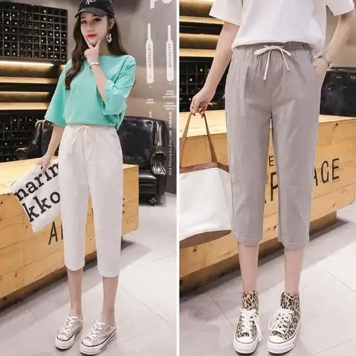 七分裤子女夏韩版新款百搭穿搭|七分裤子女夏韩版新款百搭搭配|七分裤