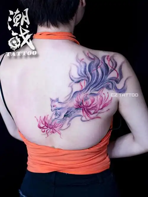 九尾狐_纹身图案手稿图片_小弥弥的纹身作品集