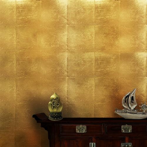 金箔墙纸定制客厅背景墙铜箔天花吊顶装饰银箔纸平面格子金色壁纸