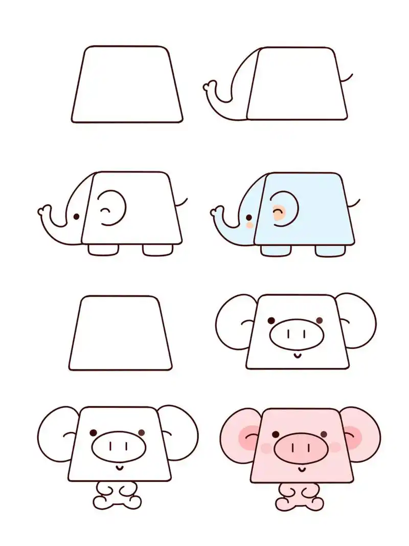 超简单简笔画→用一个梯形画出各种小动物 拯救手残党,以梯形为基础