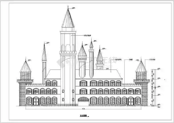 某地区三层游乐园城堡大门建筑设计初步方案图图片2