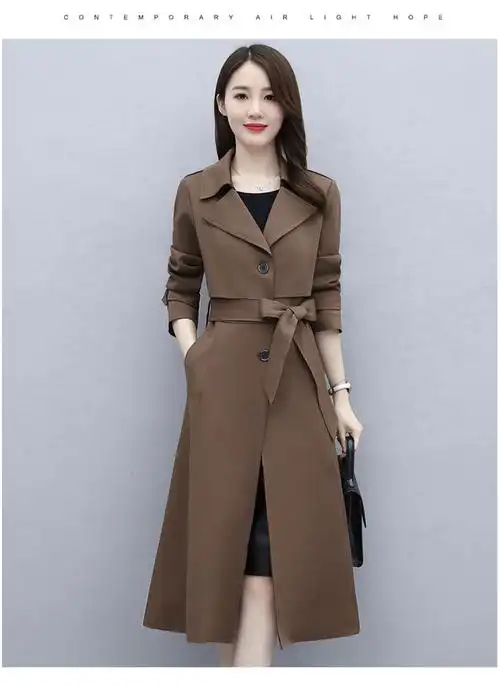 韩版休闲高端大气品牌显瘦贵夫人中长款大衣外套新品女装潮b19酒红色m