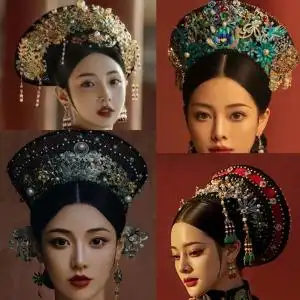 清宫旗头皇后朝服钿子朝冠如懿传延禧攻略头饰剧组道具钿帽帽子