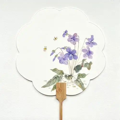 团扇  #手绘团扇  #汉服团扇  #寻找小红书绘画大神  #紫花地丁