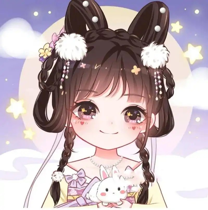 图二没有兔兔,图三兔兔趴头上,图四-图六空白背景 中秋头像拿去吧!