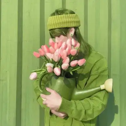 情头绿色系列小清新 高清纯绿色的情侣头像绿色衣服一男一女图片_情侣