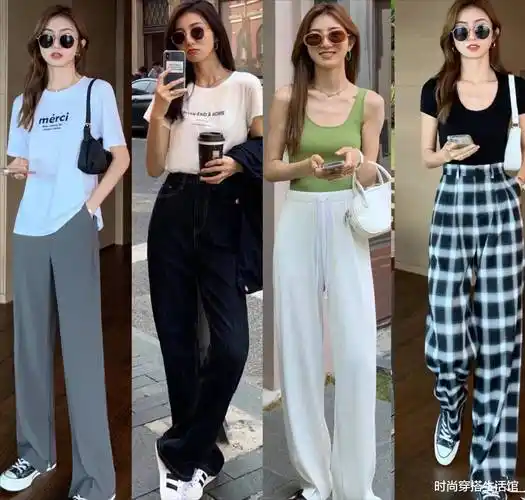 小个子女生,t恤下面不一定配裙子,今年流行t恤 裤子,时髦显高_牛仔裤